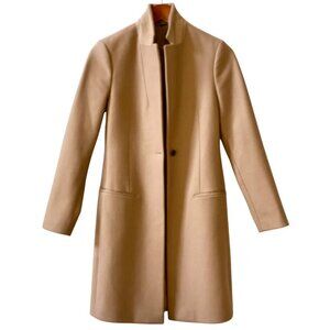 AllSaints Leni Italian Wool Cashmere Suede Camel Coat UK 8 US 4 EU 36 Tailored‎